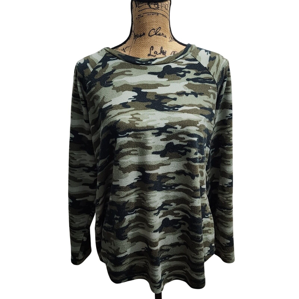 Bobbie Brooks Plus Size Camo Print Long Sleeve Top Pullover 1X